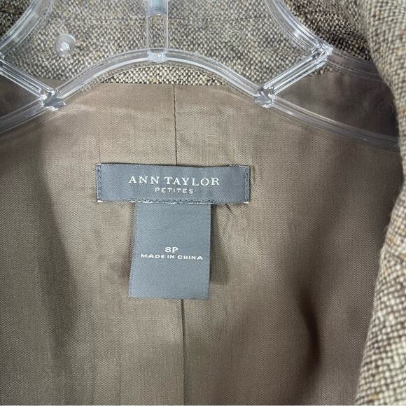 Ann Taylor tan wool bow button preppy office blazer 8P - Picture 4 of 7